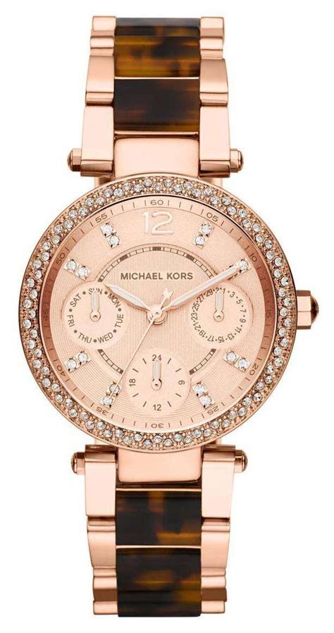 michael kors tortoise shell watch with crystals|Michael Kors tortoise shell acetate.